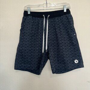 Vuori Kore Shorts - Men's MEDIUM - Lined 7" Inseam - Black / Grey Pattern